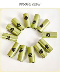 ถุงใส่ขยะมูลสัตว์เลี้ยงแบบย่อยสลายได้ ผลิตจากพลาสติก HDPE สำหรับสุนัข มีกลิ่นหอม พร้อมเชือกรูดปิดปากถุง สำหรับกำจัดขยะสัตว์เลี้ยง - Product Image 2