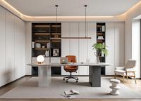 Bureau-bibliothèque moderne sur mesure pour hôtel et appartement, éco-responsable (niveau ENF), modulaire, avec choix multiples de panneaux, direct usine