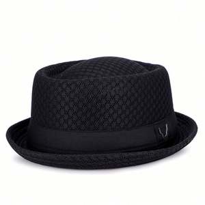 Chapeau d'été britannique en maille respirante pour homme, visière plate en paille pliable, style Pork Pie, idéal pour les voyages - Vente en gros - Product Image 1