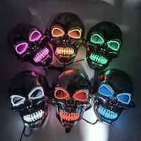 Carnaval LED brillant squelette masque lumineux horreur mascarade fête néon visage accessoire pour Festival Halloween décorations
