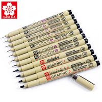 Stylo micro professionnel de couleur noire Sakura, stylo à pointe fine pour le dessin, 10 types différents de pointes de marqueurs pour le croquis