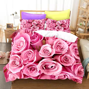 <strong>3D</strong> Floral Printed Bedclothes Wedding Decorative Cover Sheet Pillowcase Romantic Red Rose 3Pcs <strong>Bedding</strong> <strong>Set</strong> - Product Image 4