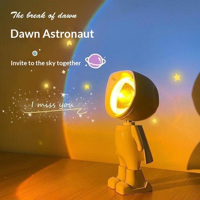 Cross-border Wholesale Online Atmosphere Projection Lamp RGB PC Button Little Flying Man Photo Night Light Dawn rainbow Modern