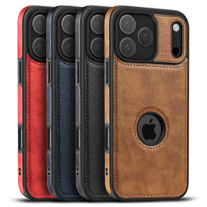 ออกแบบลายตัดโลโก้สำหรับเคสโทรศัพท์ iPhone 17 16 15 14 Pro Max หนังแท้พรีเมียม, เคสหนัง iPhone 17 Pro สีน้ำเงินเข้ม - Product Image 6
