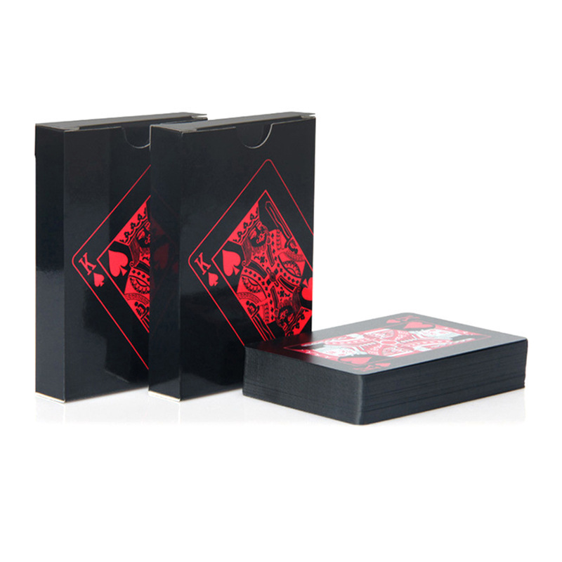 Red and black plastic playing cards