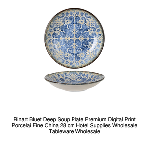 Plato Hondo Rinart Bluet, Impresión Digital Premium, Porcelana Fina, 28 cm, Suministros para Hoteles, Vajilla al por Mayor - Product Image 2