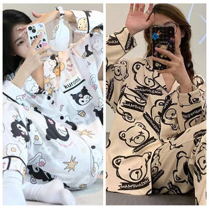 Pigiama da Donna alla Moda 2026 con Motivi Cartoon, Stile Dolce, Comodo e Aderente, Set Casual - Product Image 5