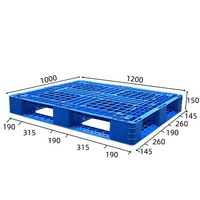 Palette en HDPE bleue à grille robuste, capacité de charge dynamique 1,5T, entrée à quatre voies pour chariot élévateur, pour stockage en entrepôt, logistique et expédition