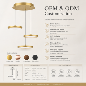 Luminaire suspendu LED moderne à 3 disques, lampe ronde superposée, luminaire de plafond en métal brossé pour salle à manger, villa, hôtel, OEM ODM - Product Image 6