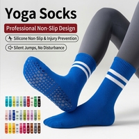 Chaussettes de yoga pour femmes, antidérapantes, en silicone, mi-mollet, en coton, chaussettes de sport, chaussettes de danse, chaussettes de Pilates