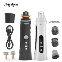 Shernbao PNG-008L Professioneller Edelstahl-Tiernagelschleifer mit Doppel-LED-Leuchten 2-Gang Elektrischer Hundenageltrimmer Wiederaufladbar