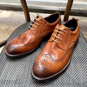 Zapatos de Cuero Genuino para Hombre, Nuevos, de Lujo, Impermeables, Hechos a Mano, con Cordones, Punta Redonda, Formales, de Negocios, Otoño, Alta Calidad - Product Image 1