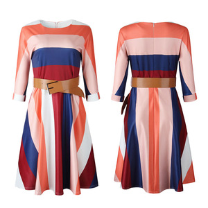 Offre Spéciale Afrique Robes Pour Les femmes Bonne Qualité Numérique Impression Couture <span class=keywords><strong>Grande</strong></span> Taille Banlieue Robe Avec Ceinture - Product Image 5