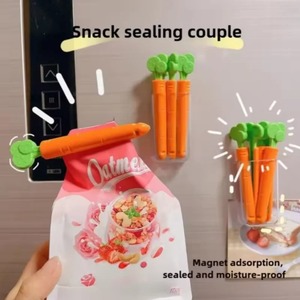 5pcs/ Set Cute Carrot Sealing <b>Clip</b> Magnetic Absorption Nano Box Small Snack Bag Tea Sealing <b>Clip</b> Artifact - Product Image 2
