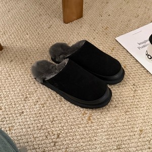 2026 new one-piece sheepskin and cotton men's flat-bottomed leather <b>warm</b>-up cotton <b>shoes</b> for winter slip-on <b>warm</b> cotton <b>shoes</b> - Product Image 2