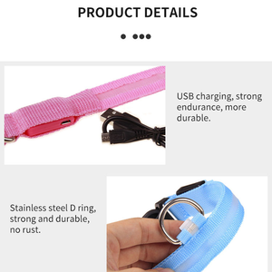 <span class=keywords><strong>Collar</strong></span> de nailon para perro mascota con carga USB para entrenamiento táctico eléctrico brillante grueso con luz LED de lujo con logotipo personalizado al por mayor - Product Image 4