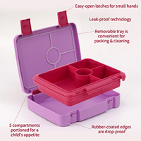 Ensemble de boîte à lunch bento mignon pour enfants couvercle en plastique étanche avec compartiments pliables pour les déjeuners et les pique-niques scolaires écologiques