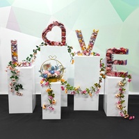 Poteau Carré en Acrylique Blanc Colonnes Décoratives pour Mariage Anniversaire Support Carré en Acrylique Blanc