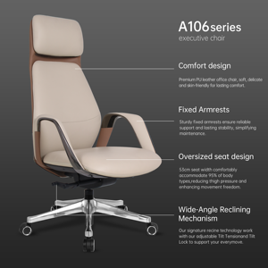 Silla Ejecutiva de Cuero para Escritorio de Computadora, Altura Ajustable, Inclinación Giratoria, Silla Ergonómica, Silla de Oficina, Chefsessel Aus Leader - Product Image 5