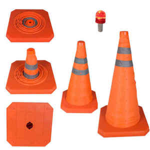 Pieghevole 70cm 28 \ "cono di traffico riflettente robusta Base in gomma soluzione di sicurezza stradale ottimale LED segnali stradali produttore - Product Image 4