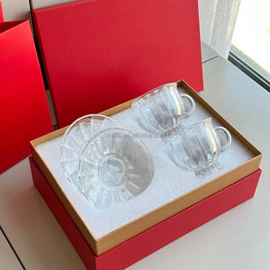 Ensemble de tasses en verre cristal écologiques faites à la main Alfa Water Wave Ocean - Utilisation à domicile, tasse pour boissons froides et jus - Product Image 1