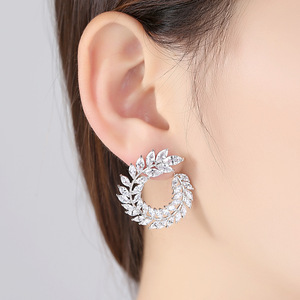 Pendientes de oreja de <span class=keywords><strong>trigo</strong></span> con incrustaciones de latón, pendientes de circón, accesorios de oreja de viaje de gama alta a la moda para mujer - Product Image 3
