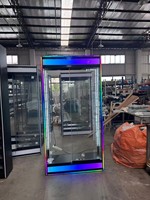 Vitrine de présentation en verre avec cadre en aluminium, vitrine rectangulaire de comptoir avec éclairage LED coloré pour boutique de tabac