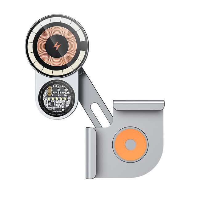 15W Universal Rotation Stable Transparent Bracket Mount Magnetic Screen Car Phone Holder Wireless Charger Stainless Steel