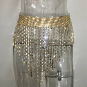 Strass taille <span class=keywords><strong>ventre</strong></span> chaîne femmes plein autour de gland cristal danse hanche plage Bikini corps bijoux SHZJ0210 - Product Image 3