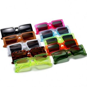Lunettes de soleil carrées tendance rétro couleur bonbon avec logo personnalisé 2022, lunettes de soleil rectangulaires petites UV400 pour femmes - Product Image 1