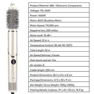 Professional 8 in 1 Multistyler Professional Hair Dryers <strong>Hot</strong> Air <strong>Brush</strong> One Step Auto <strong>Rotating</strong> Curling Iron Auto Wrap Hair Dryer - Product Image 6