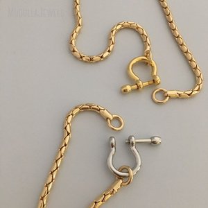 NM35227 Gioielli Equestri Catena a Serpente Moschettone a Vite Ferro di Cavallo <span class=keywords><strong>Collana</strong></span> Choker Placcata Oro Regalo <span class=keywords><strong>per</strong></span> <span class=keywords><strong>Lei</strong></span> - Product Image 5