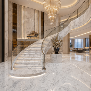 Losa de piedra sinterizada con aspecto de mármol blanco Arabescato, baldosa de porcelana con aspecto de mármol pulido de 1600 x 3200 x 12 mm para encimera de pared - Product Image 6