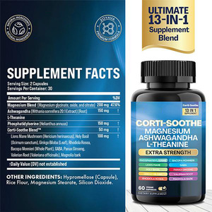 В наличии магниевый комплекс 200 мг 13 в 1 веганские капсулы с тройным глицинатом магния и малатом цитратом расслабляют капсулы с магнием - Product Image 2