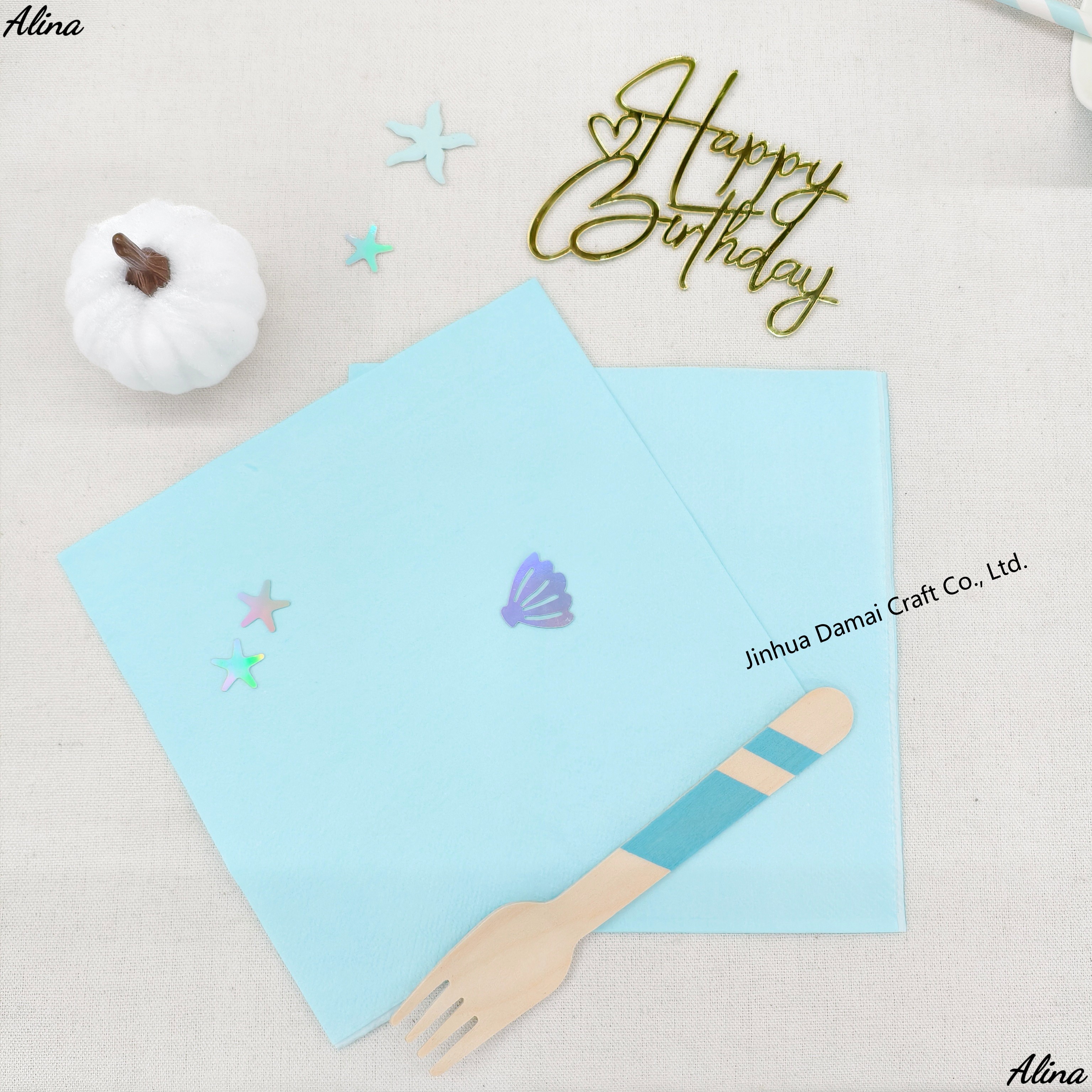 ผ้าเช็ดปากสีฟ้า 33ซม.*20ชิ้น