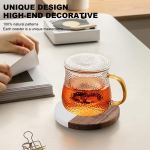 Sous-verres en marbre et bois d'acacia pour cadeaux de mariage - Product Image 3