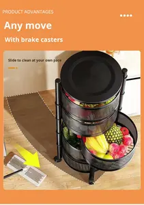 Modern <b>Kitchen</b> Storage Rack 5-Tier Metal Storage <b>Tower</b> Cart Organizer Rolling Wheels Removal Basket Fruit Vegetable Grocery - Product Image 5