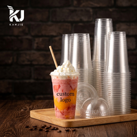 Gobelets jetables écologiques en PET transparent de 12 oz, 16 oz et 20 oz (95 mm) pour thé au lait, boba, café, boissons froides. Gobelets en plastique PET personnalisés avec couvercles.