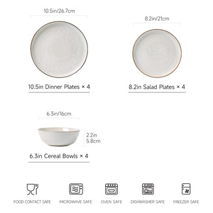 Services <span class=keywords><strong>de</strong></span> <span class=keywords><strong>table</strong></span> en céramique blanche, style moderne et luxueux, durables, étanches, compatibles avec le micro-ondes et le lave-<span class=keywords><strong>vaisselle</strong></span> - Product Image 6