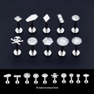 Astm F136 <span class=keywords><strong>Titanium</strong></span> phẳng trở lại Bông tai 16G mũi đinh tán Punk phong cách labret sụn tragus <span class=keywords><strong>Helix</strong></span> Thùy phụ nữ cơ thể piercing đồ trang sức - Product Image 3