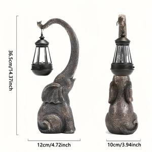 فانوس ضوء ديكور حديقة الفيل الحلي الراتنج الشمسية الفيل - Product Image 5