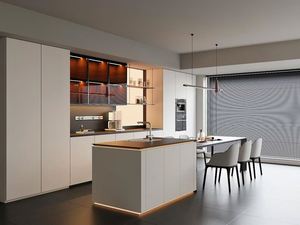 Meuble de cuisine moderne en panneaux de particules multifonctionnels, écologiques, résistants à l'eau, design îlot de cuisine, bord arrondi, 2025 - Product Image 4