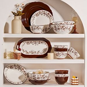 Fast Delivery Customized Color Stoneware Dinnerware <b>Sets</b> Exquisite Vintage Classic Eco-Friendly Dishwasher <b>Microwave</b> Oven Safe - Product Image 4