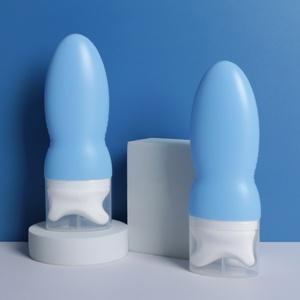 Envase de Plástico Personalizado al por Mayor, Tubo Único Azul para Crema de Belleza, Envase Vacío para Loción con Cabezal de Silicona para Masaje con Bola Rodante - Product Image 6