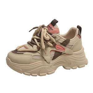 All-Match <b>White</b> <b>Lace</b>-Up Shoes Petite Height Increasing Thick-Soled Sneakers Women's 2025 Spring Breathable Mesh Dad Shoes - Product Image 5