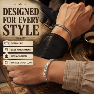 Tendance du moment : Bracelet jonc ouvert torsadé motif chevron flèche, en acier inoxydable argenté antique oxydé, texture gravée, style streetwear - Product Image 3