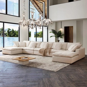 <span class=keywords><strong>Divano</strong></span> Componibile Moderno <span class=keywords><strong>a</strong></span> L con Chaise Longue Reversibile, Sedute Profonde, Imbottitura in Piuma, Stile Basso da <span class=keywords><strong>Terra</strong></span> per Villa, Hotel, Appartamento, Scuola, Parco - Product Image 1