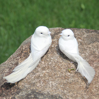 Petites colombes artificielles blanches à plumes, attachées aux branches, 12 cm, en fausse fourrure, oiseaux décoratifs de style pastoral pour la vente en gros