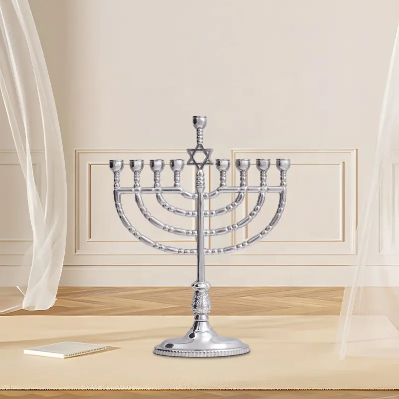 Candelabra 캔들 홀더 디자인 은도금 금속 9 팔 결혼식 가정 장식을위한 새로운 알루미늄 합금 촛대 홀더