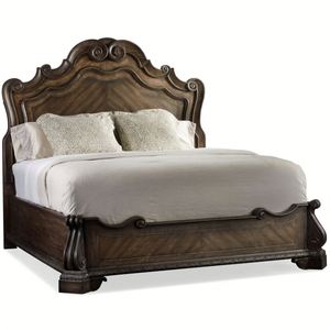 Cama de Madera Maciza Tallada de Estilo Francés Vintage - Cama Doble con Acolchado Suave y Cierre de Cremallera, Estilo Rústico Envejecido para Dormitorio Principal - Product Image 2
